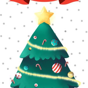 Carte postale illustrée “Christmas tree”